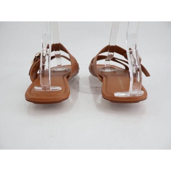 Stuart Weitzman Villa Slide Sandal Size 12 Brown Leather Strappy Flats Slip on - Picture 6 of 11